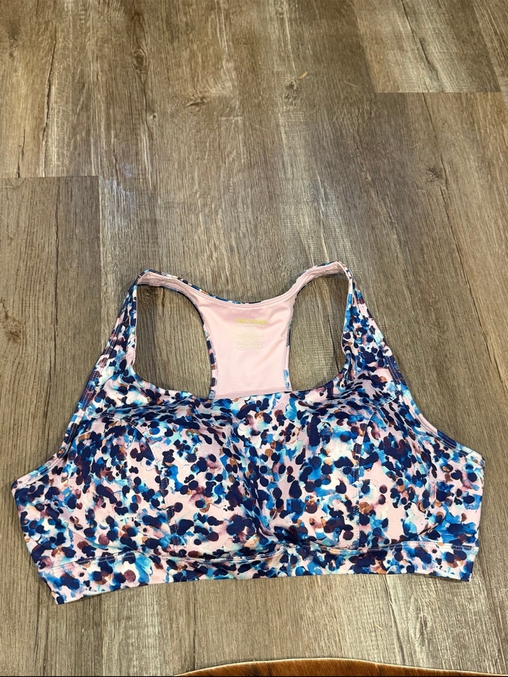 Tek Gear Pink Blue Floral Racerback Sports Bra 1X